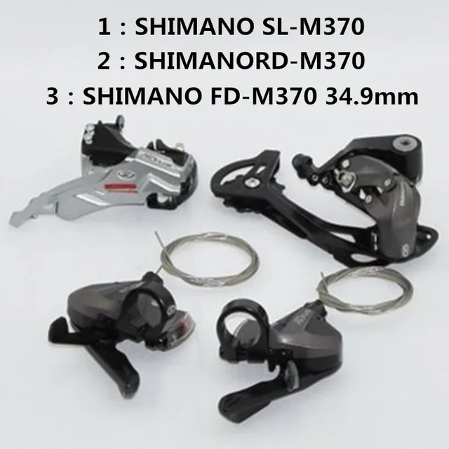 3PC FD RD SL SHIMANO M370 передачи большой комплект 27-скорость Комплект горный велосипед набор для ногтей 9-скоростной задний набора включает в себя другие бренды 34,9 мм и MT200+ G3 - Цвет: 3PC FD RD SL