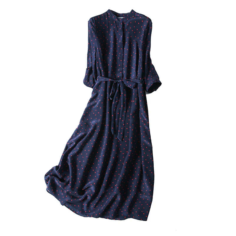 SuyaDream Woman Silk Long Dress 100%Silk Crepe