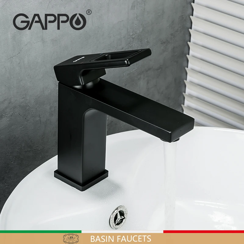 GAPPO Black Basin Sink Faucet Chrome Slim Bathroom Washbasin Water Mixer Tap Hot Cold Water Basin Crane Tap Bathroom Tap G1017-6