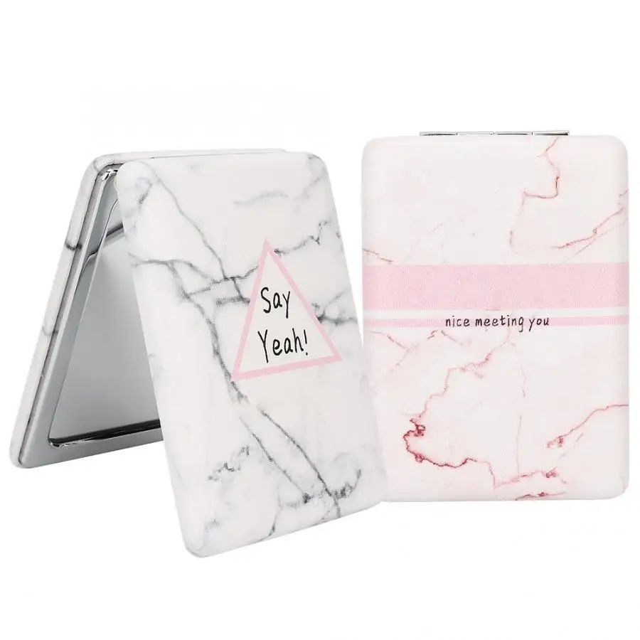 Зеркало Marbling PU косметическое зеркало с кожаной отделкой портативный складной двухсторонний макияж зеркало Led зеркало