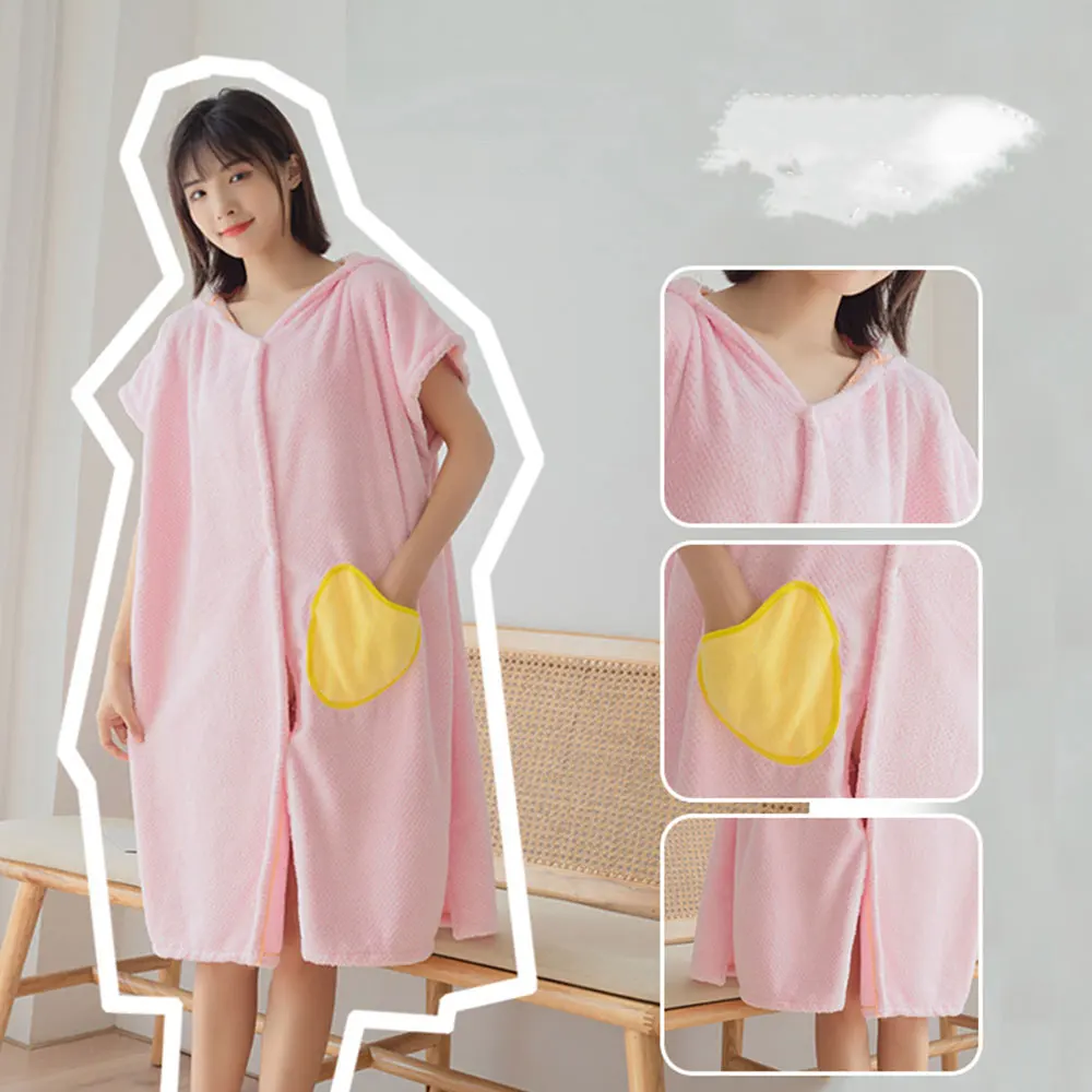 Cute Wearable Microfiber Bathrobe Woman Shower Female Soft Bath Towel for Adults for Home Bath and Sauna Towels Bathroom