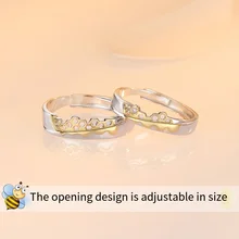 

S925 Sterling Silver Prevent Allergy Never Fade Love Pairs Rings Golden Fine Hollow Home Nest Stone Woman Man Couple Rings Lover