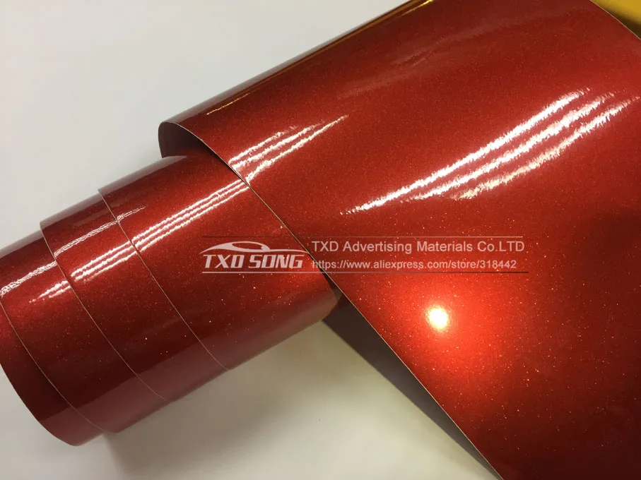  Premium High glossy Red Diamond pearl glitter wrapping vinyl film Glossy red diamond glitter car st
