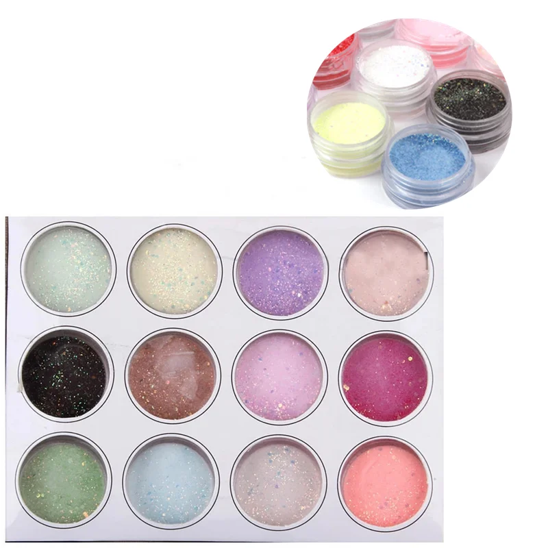12 Colors Nail Art Crystal Powder Acrylic Carving Powder Nail Art Design Sculpture For UV Gel Decoration
