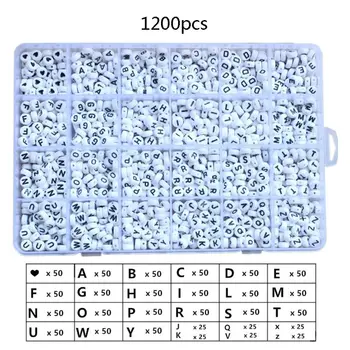 

1200Pcs White Round Acrylic Alphabet Letter Beads A-Z Message Beads Jewelry DIY