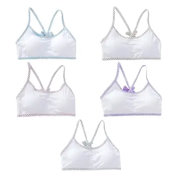 

Puberty Girls Strappy Bowknot Underwear Polka Dot Spaghetti Strap Training Bra 23GD