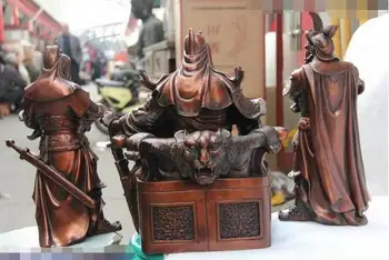 

Copper Statue Bronze Copper Three Kingdoms Guan Ping Zhou Cang Guan Gong Guan Yu warrior Set