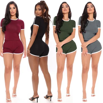 

Summe TikTok YouTube fashion women Short sleeve O-Neck tee top pencil shorts suits two piece set sporty active tracksuit outfit