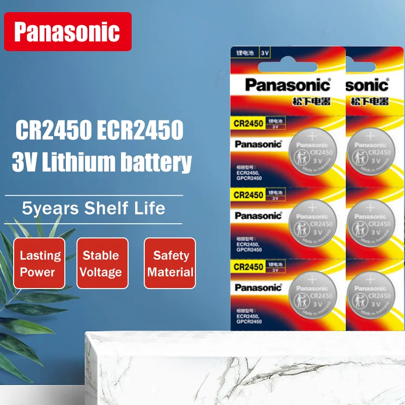 Оригинальный кнопочный элемент Panasonic CR2450 CR 2450 DL2450 BR2450 KCR2450 для часов слуховых