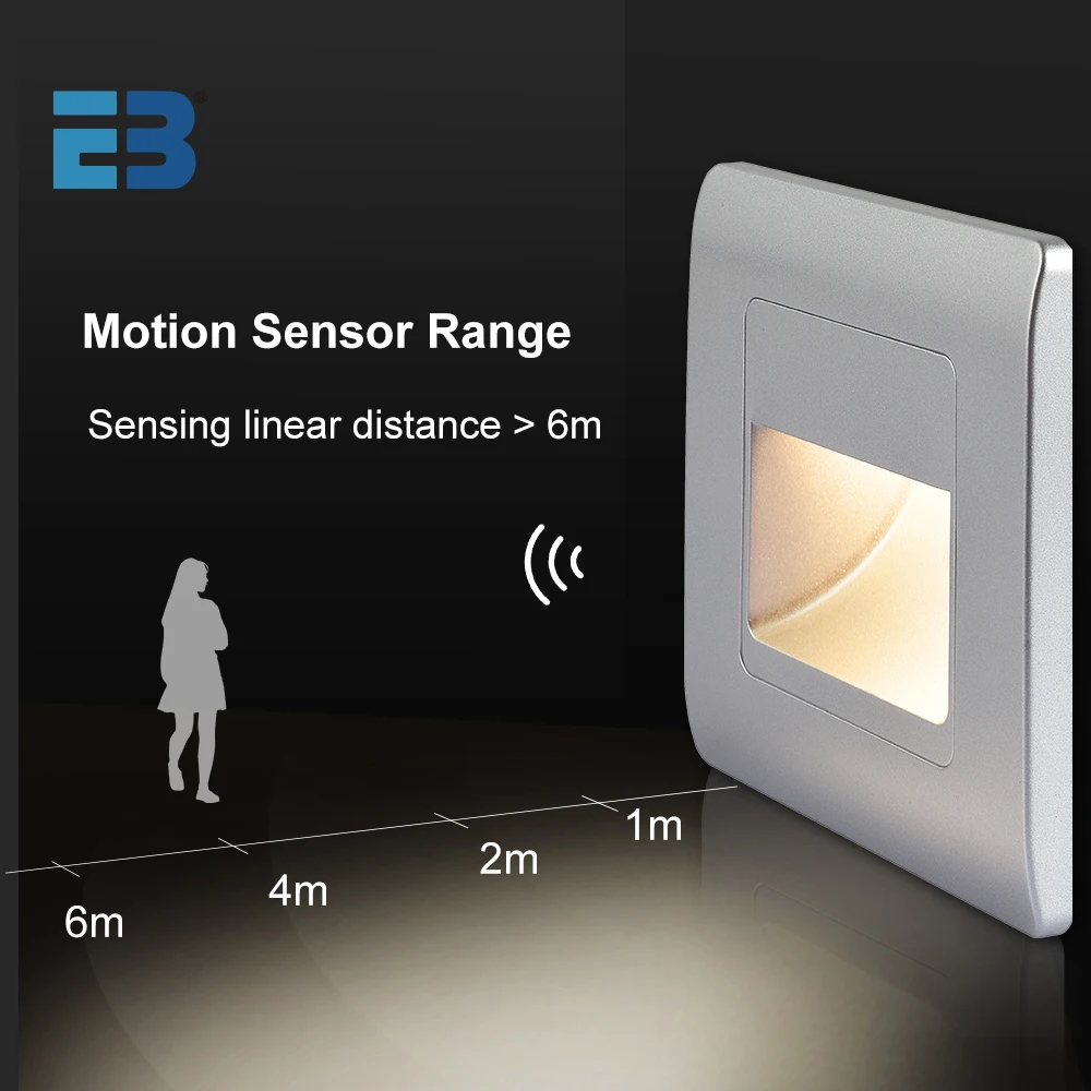 Recessed Wall Light Stairs Led Light Sensor Step Lamp Ladder AC85-265V Wall Lamp Corridor Lighting Stair Motion
