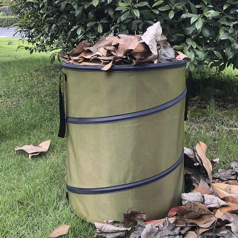 Outdoor Garden Garbage Storage Trash Bag Portable Collapsible Garden Leaf Trash Can For Camping Grass Collection Bin