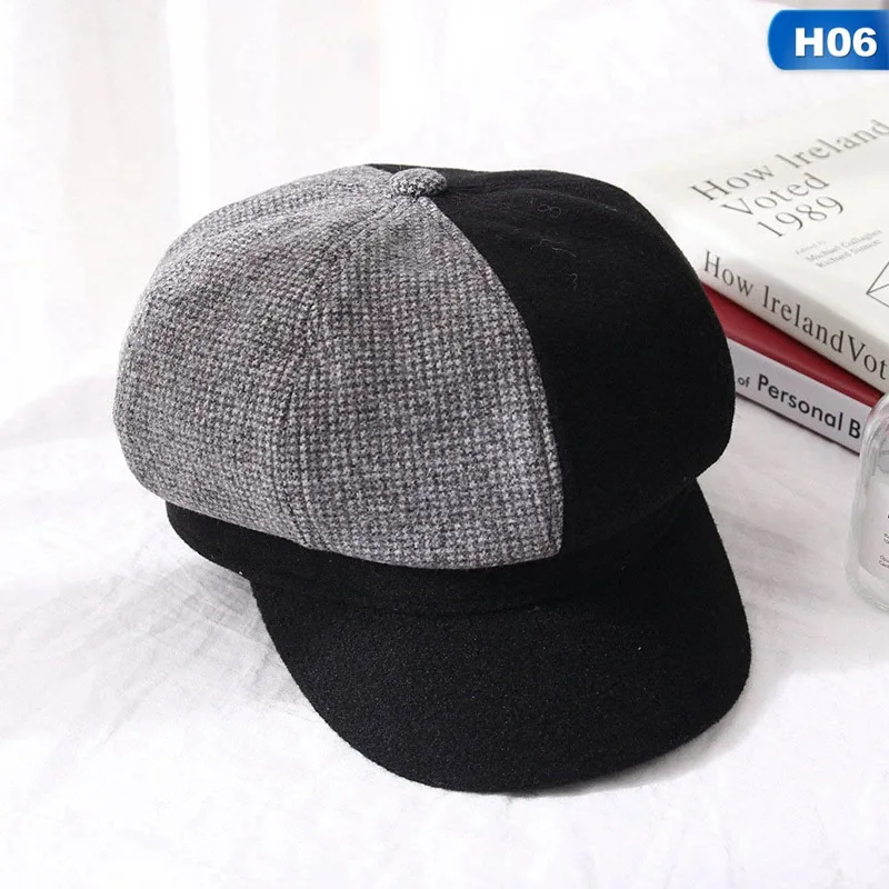 Newsboy шапки Зимний берет Женская теплая шапка козырек Повседневная Осенняя Классическая Англия французский стиль женские береты