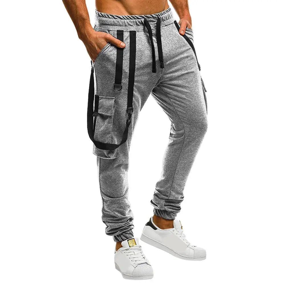 Camisole комбинезоны с карманами Спортивные Повседневные брюки мужское занятие по фитнесу уличные рабочие брюки спортивные высокого качества B1 - Цвет: GY