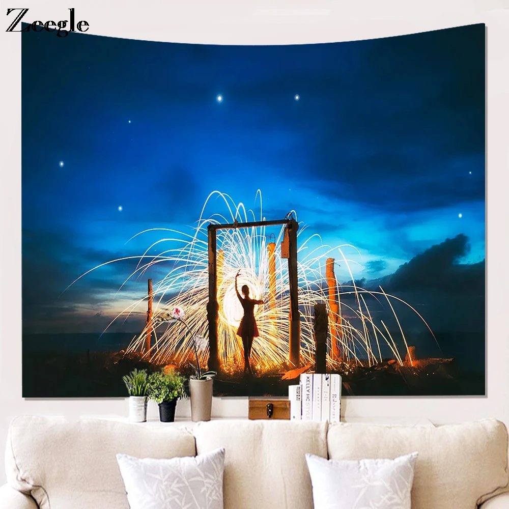 Zeegle Wall Hanging Home Art Psychedelic Tapestries Decor Beach Towel Picnic Mat Creative 3D Printed Window Curtains Tapestry