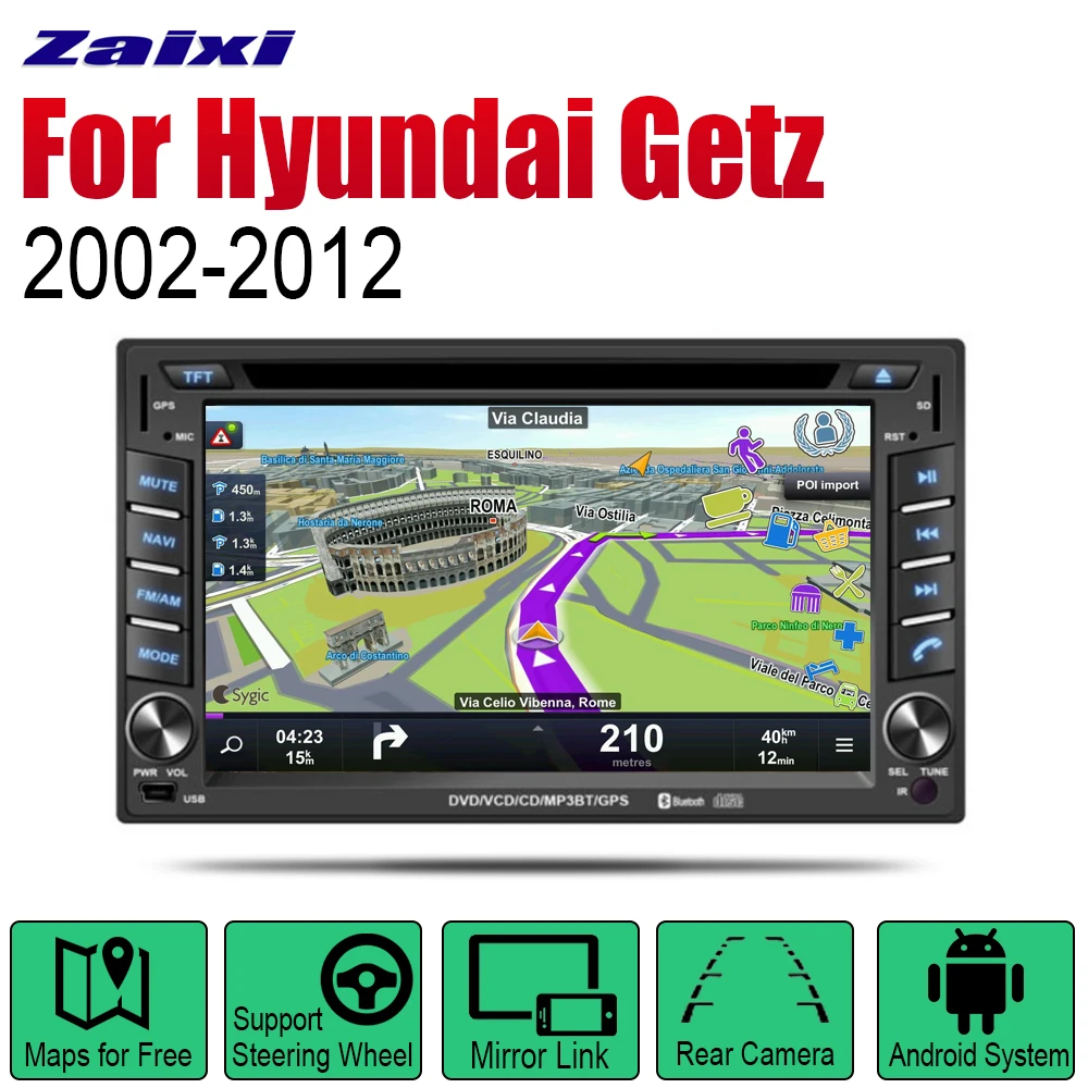 ZaiXi Auto Radio 2 Din Android Car DVD Player For Hyundai Getz 2002~2012 GPS Navigation BT Wifi Map Multimedia system Stereo