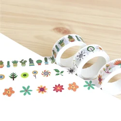 1 rouleau de ruban adhésif Washi motif plante et Animal mignon, fournitures scolaires et de bureau, vente en gros 