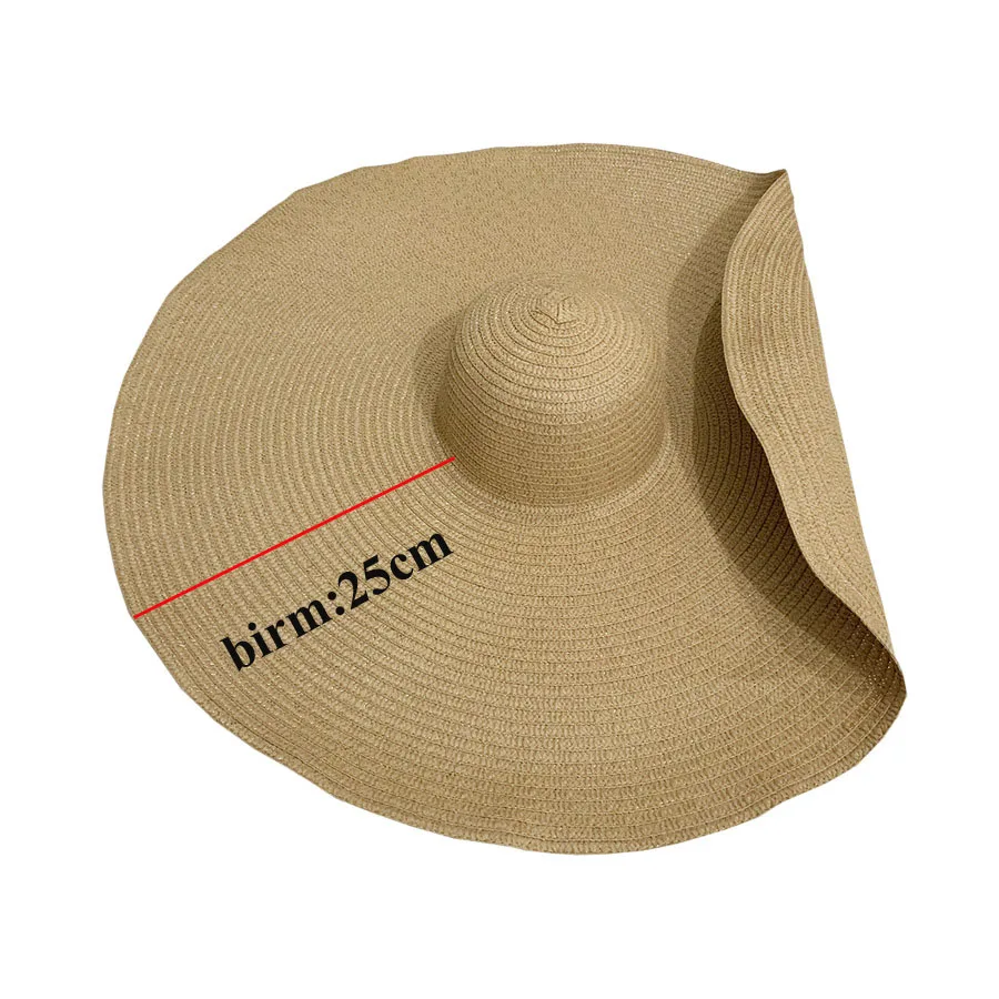 25cm Oversized Foldable Travel Beach Hats For Women Large Wide