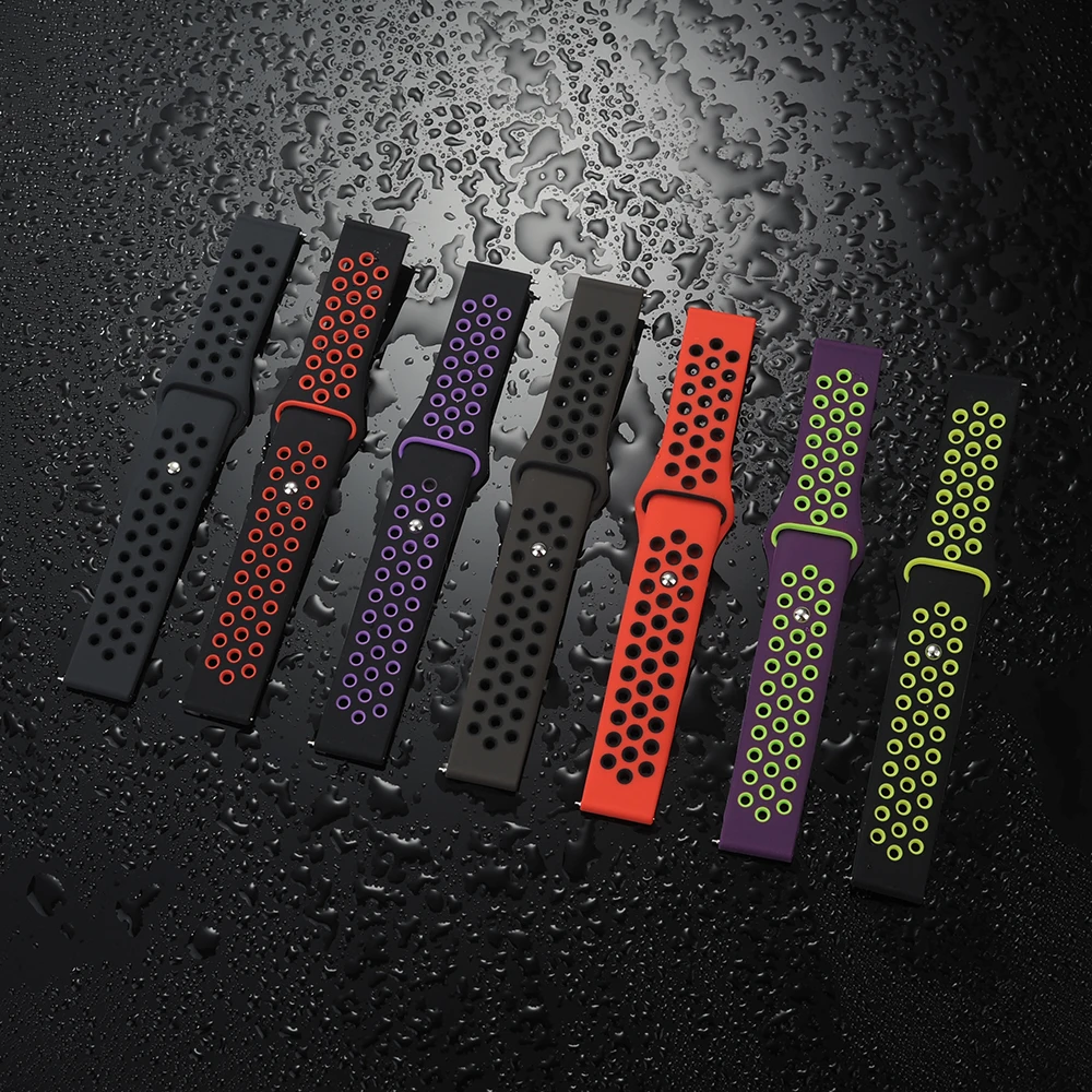 UEBN 20 мм силиконовая сменная дышащая повязка для samsung Galaxy Watch Active 2 44 мм 40 мм ремешок на запястье браслет умные Ремешки для наручных часов