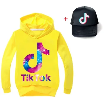 

Spring and Autumn 2020 Fashion Matching Children's Hooded Top Sweater + Hat Sunbonnet Tiktoker print kids sweatshirts korean boy