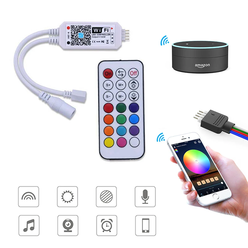 

WiFi Wireless LED Smart Controller Alexa Google Home IFTTT Compatible,Working with Android IOS System RGB Strip Lights