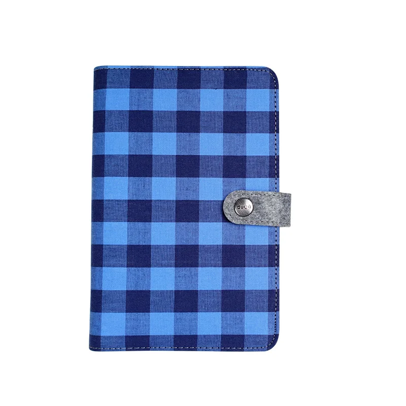 A Plaid blue Cotton cloth covered A5 notebook pure colored botebook school used note book office school supplies pocketbook - Цвет: A Plaid blue