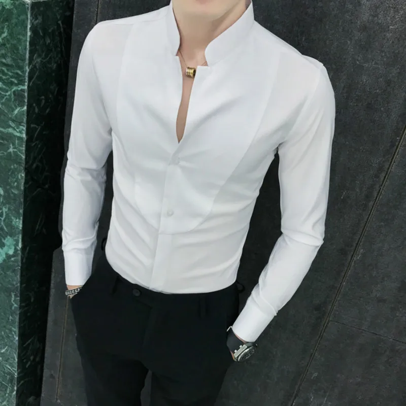 2020 Autumn Men Shirts Long Sleeve Strand Collar Casual Shirts Slim Fit Solid Business Formal Dress Shirts Camisas Para Hombre 2020 Autumn Men Shirts Long Sleeve Strand Collar Casual Shirts Slim Fit Solid Business Formal Dress Shirts Camisas Para Hombre