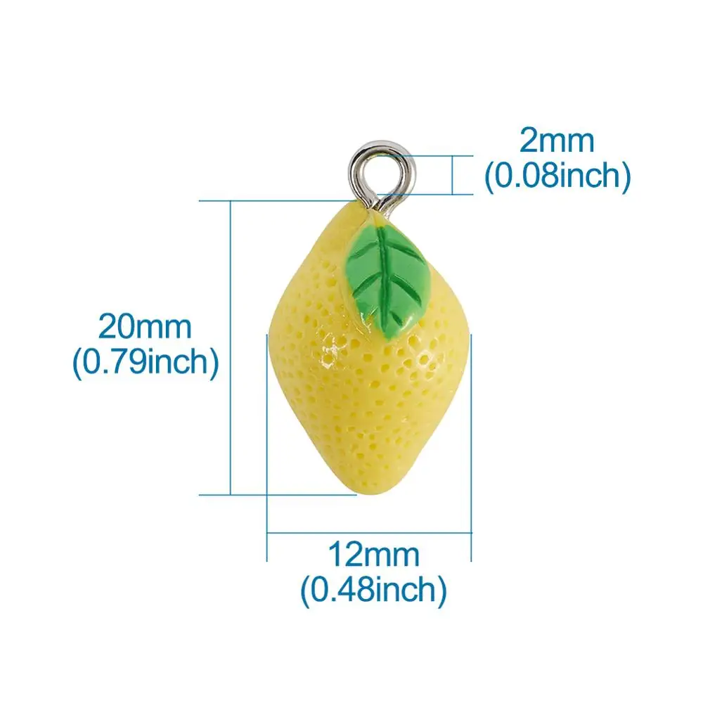 100/200pcs Cute Lemon Pendants Fruit Resin Charms Fit Jewelry Making DIY Necklace Earrings Charms Key Chains Women Accessories 4