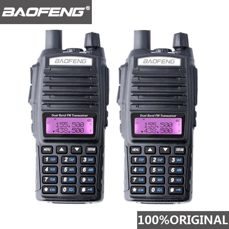 2 шт. Baofeng UV-82 Двухканальные рации 10 км Dual Band 136-174/400-520 мГц FM ветчиной двухстороннее радио УКВ long range трансивер радиостанция рация автомобильная радиостанции