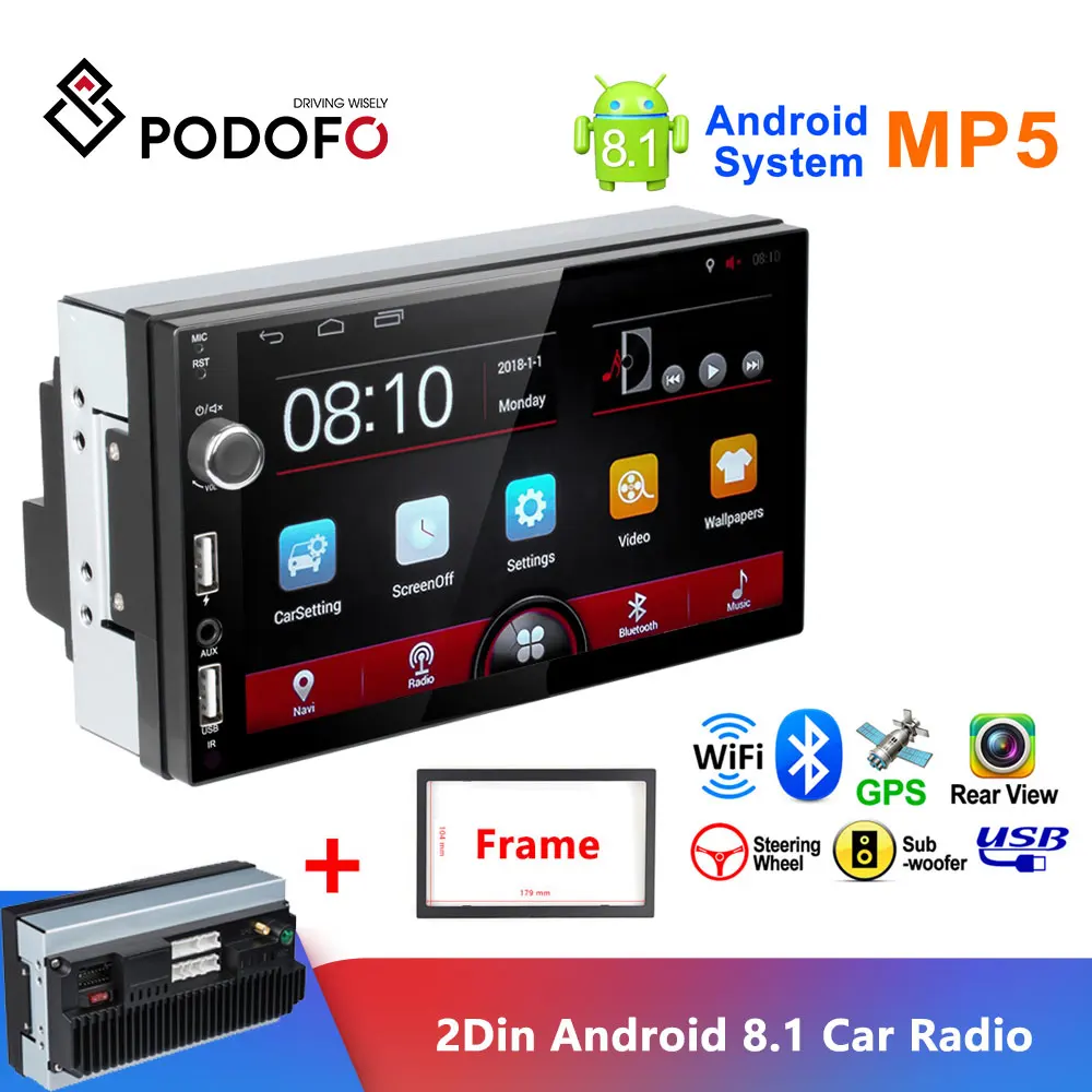 

Podofo Car Radio 2 din Android WIFI GPS Navigation 7 Inch HD Radio Autoradio Car MP5 Player Bluetooth Multimedia USB Car Audio