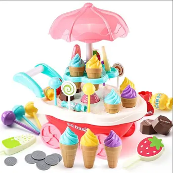 

OCDAY Kids Pretend Play Toys Rotary Lights Ice Cream Candy Cart Toy Educational Toy for Kids Best Gift for Children Pretend Play