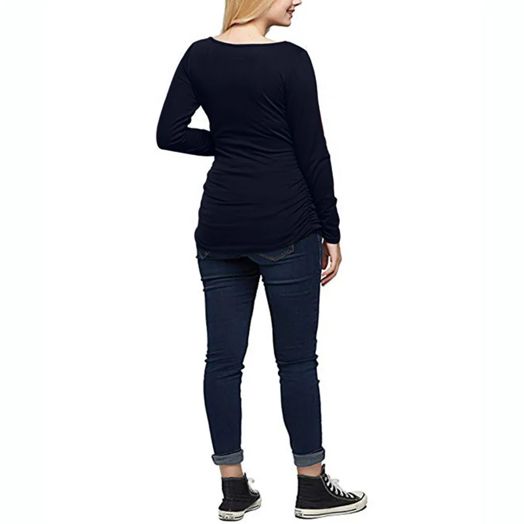 Блузка для беременных женщин Motherho Maternity TT-Shirt ops лестная боковая Ruching Футболка для беременных блузка женские Топы#918
