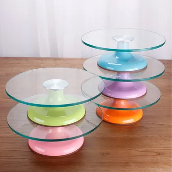 

Baking Tool Glass Installation Cream Cake Turntable Base Rotary Decoration Silver Metal Anti-Rotary Slip cake decorating tools
