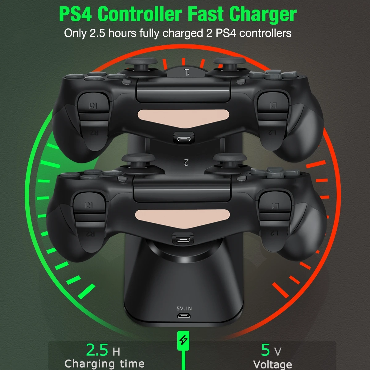 Chargeur Manette PS4, Chargeur PS4 avec Câble USB et Indicateur