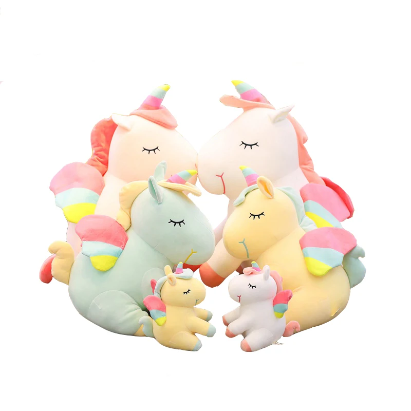 

4 color 25/40/55/75cm Super Soft Rainbow Unicorn Plush Toys Stuffed Angel Unicorn Back Cushion or Pillow Kids Gift Birthday Gift