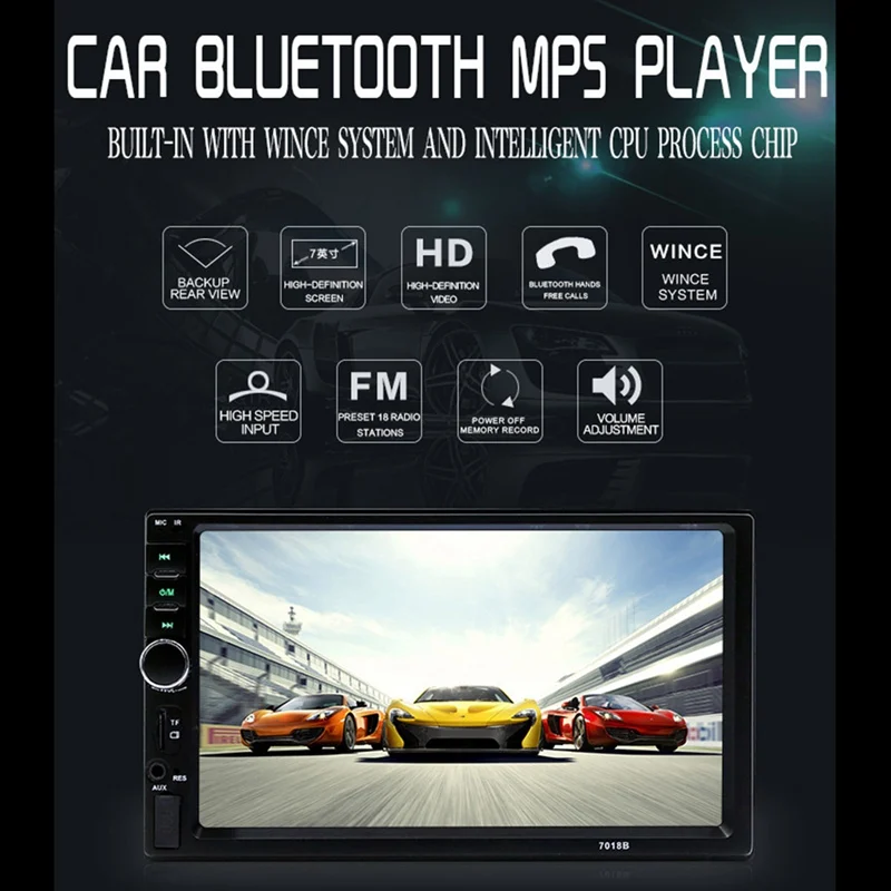 7 дюймовый MP5 плеер с сенсорным HD экраном LCD 7018B автомобильное радио порт USB Bluetooth