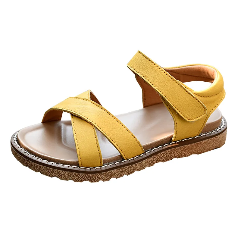 Sandalias de piel auténtica para niña, zapatos de gladiador romano para verano, playa, tendencia, suaves, 2021