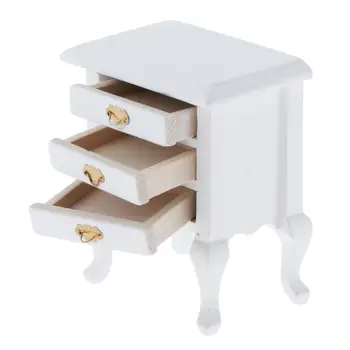 

Retro US Style 1:12 Scale Dollhouse Bedside Table with Drawer Decoration