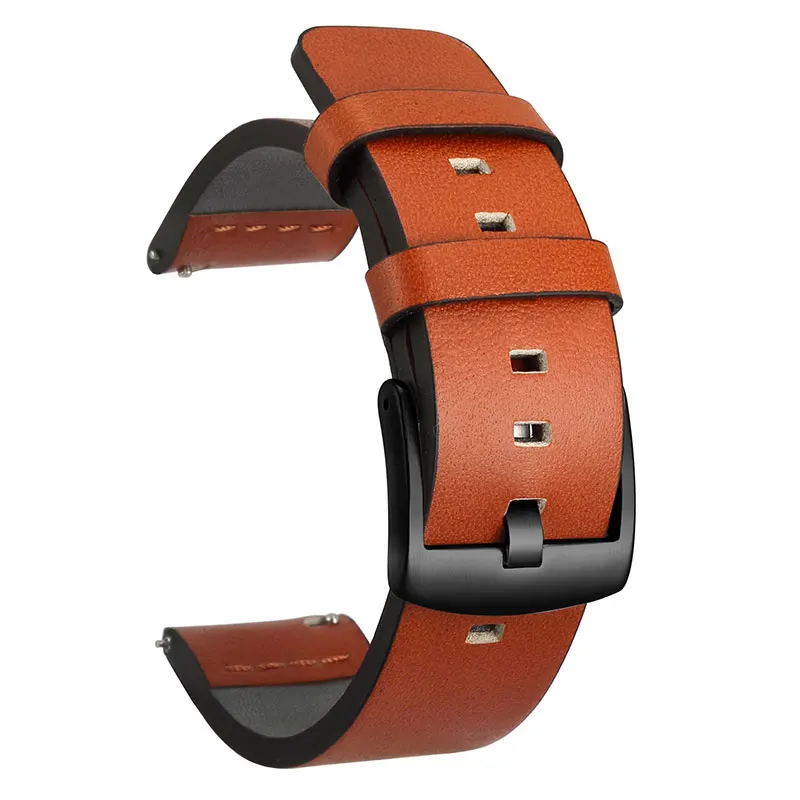 Ремешок для часов из натуральной кожи для samsung Galaxy часы активное 42 46 мм Шестерни S3 S2 спортивный ремешок для часов Quick Release 18/20 мм/22 мм/24 мм - Цвет ремешка: Orange Black