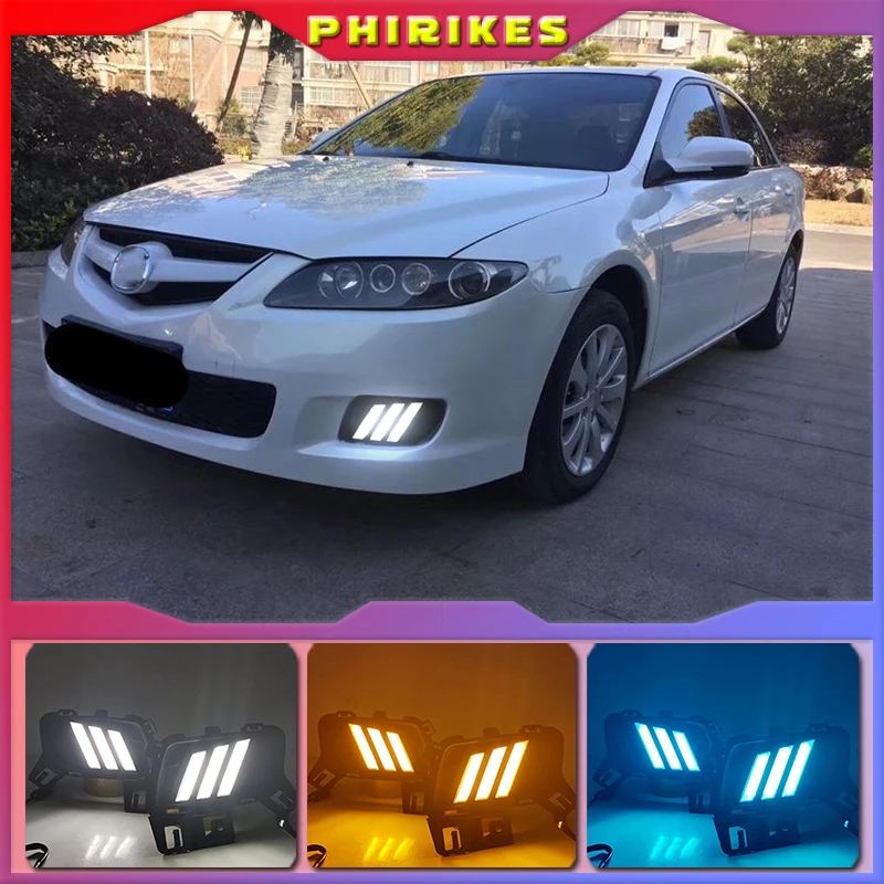 

2pcs For Mazda 6 Mazda6 2006-2015 LED DRL Daytime Running Light Daylight Waterproof Turn Signal lamp