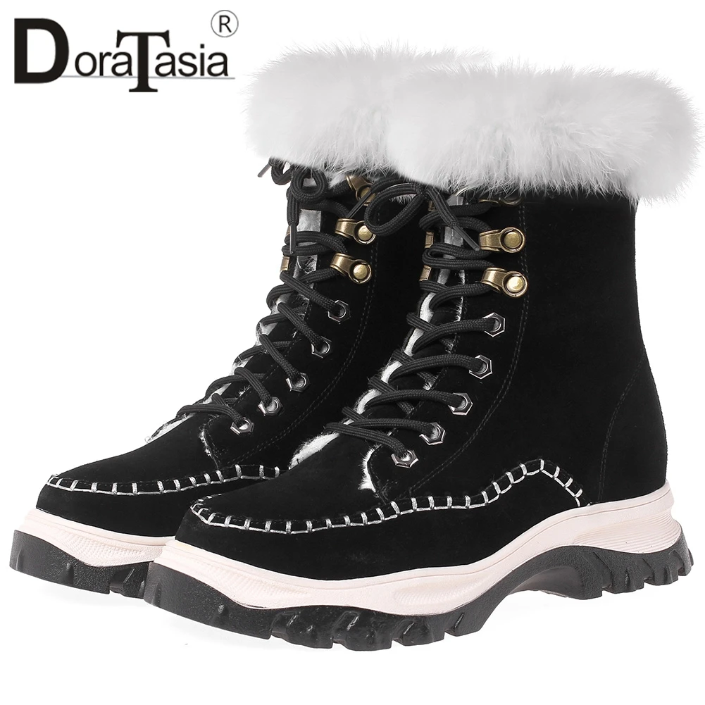 

DORATASIA New Big Size 34-41 Fur Boots Brand Cow Suede Non-slip Snow Boots Shoes Woman Casual Winter Warm Ankle Boots Women