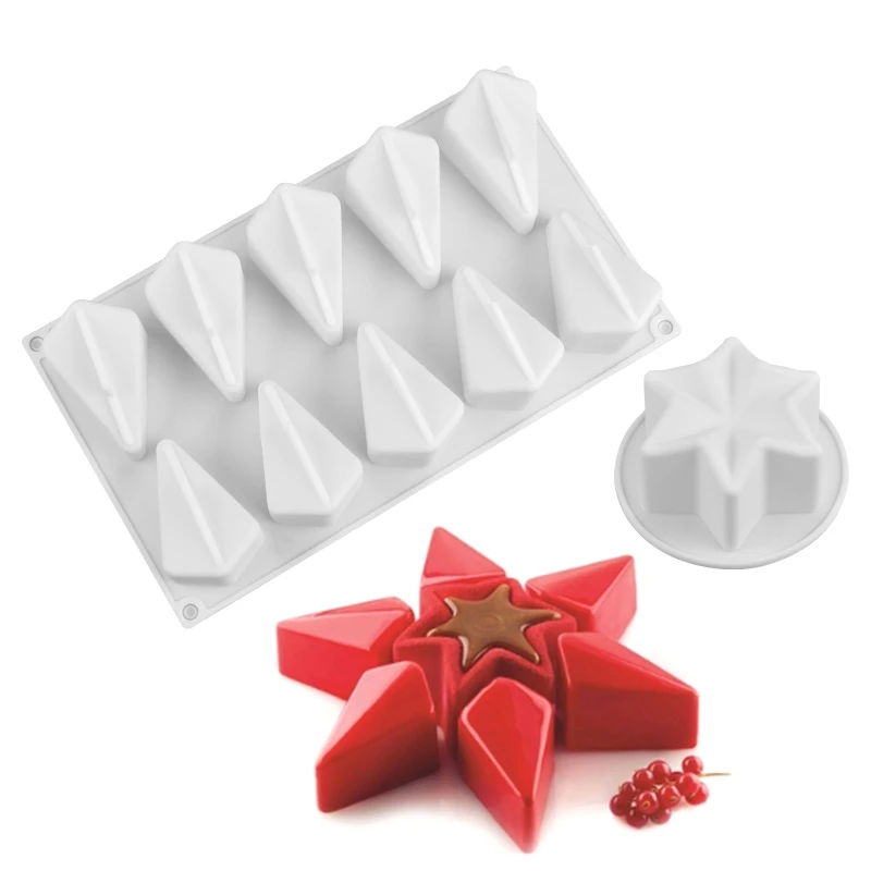 ABUI-Cake Mold Baking Cake Mousse Form 3D Silicone Mold Star Silicone Mold