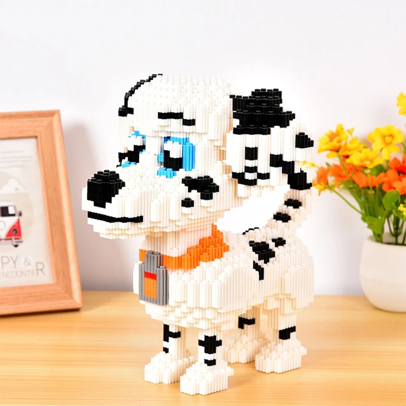 HCP Cute Spotted Dog Animal Pet 3D Model Building Blocks Kit Big Size Figures Auction Plastic Assembly Toys Children Kids Gifts | Игрушки и