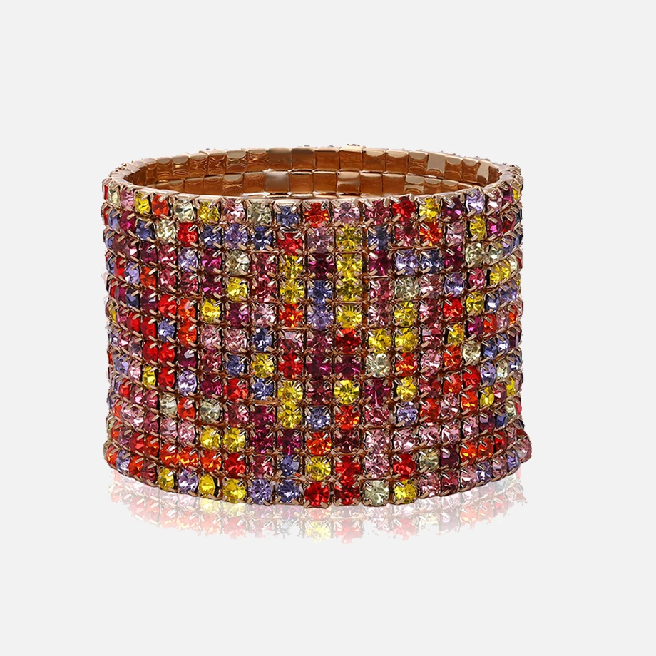 Dvacaman, модные свадебные ювелирные изделия, 12 со стразами в ряд, цветные браслеты для женщин, свадебные стразы, подарок на запястье