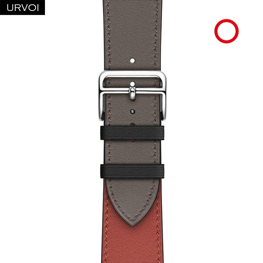 Noir Brique Etain URVOI одиночный Тур ремешок для apple watch 5 4 3 2 ремешок для iwatch ремень роскошный подлинный Свифт кожаный петля ручной работы Nior черный - Цвет ремешка: Noir Brique Etain