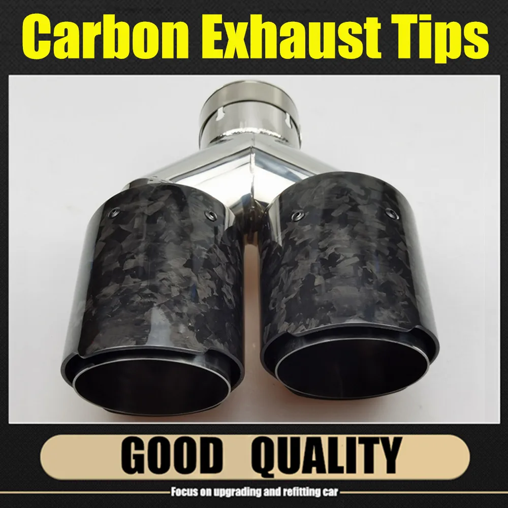

Новинка, кованое высококачественное углеродное волокно с двойным выхлопным наконечником из нержавеющей стали 304 для модифицированной автомобильной глушителя