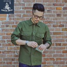 SauceZhan Og-107 рубашка с усталостью, оригинальная винтажная хлопковая рубашка, мужские рубашки с длинным рукавом, мужские рубашки