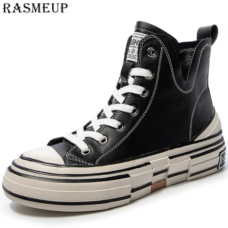 

RASMEUP Genuine Leather Women's Flat Platform Sneakers 2019 Fashion Brand Breathable Women Trainers Ladies Shoes Rubber Footwear