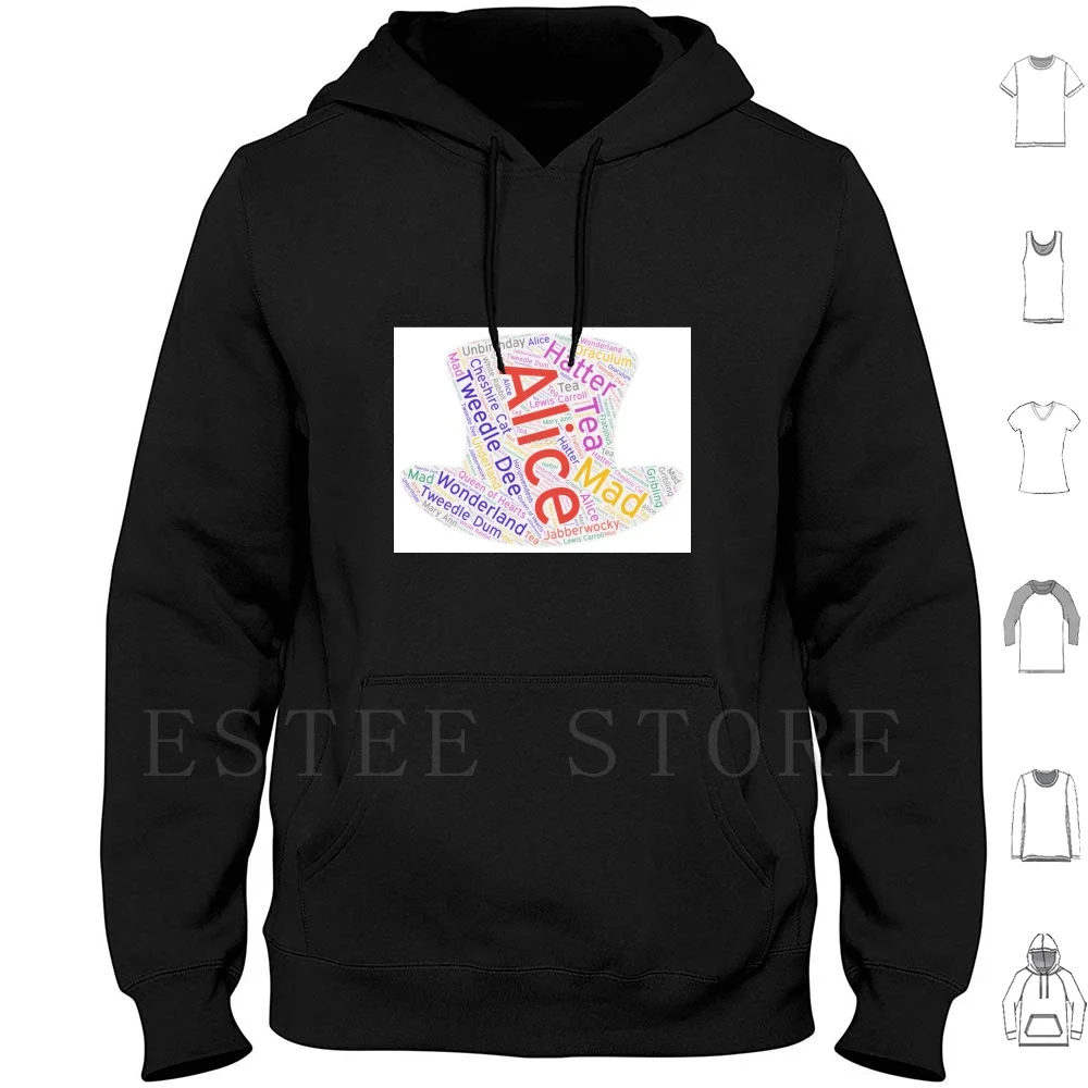 

Alice In Hat Word Art Hoodies Long Sleeve Alice In Alice Word Art Hat Animated Cartoon