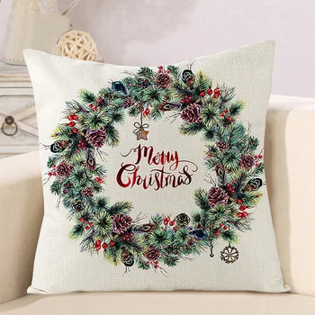 

Christmas Cushion Cover Flower Pillowcase Christmas Cotton Linen Sofa Cushions Pillow Cases Home Decor Xmas Decoration For Home