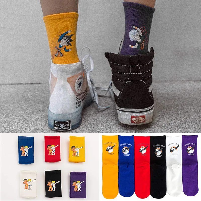 

Funny dragon ball cartoon anime street fashion long socks unisex happy hip hop skateboard socks fashion personality cool socks